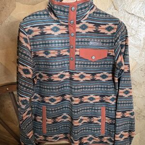 Womens Cinch Multicolor Patterned Pullover